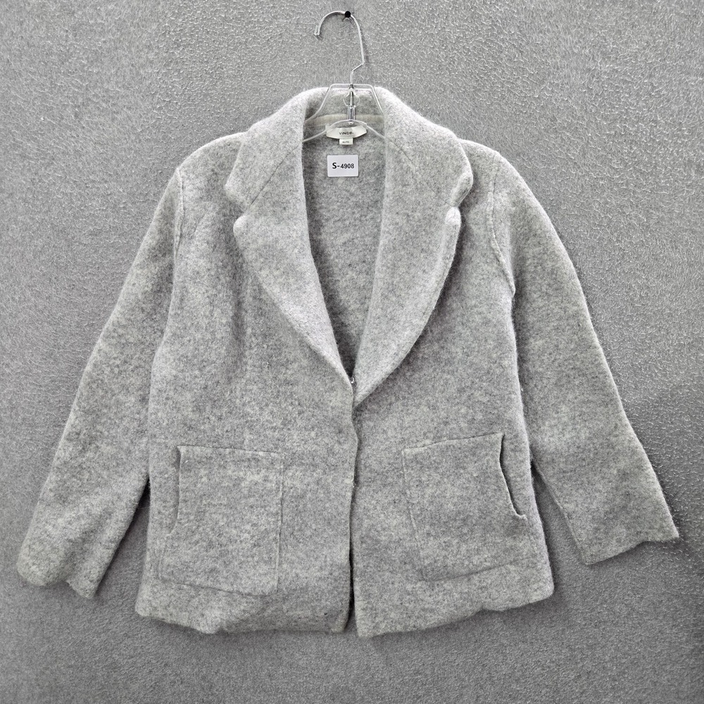Vince Women Jacket XL Gray Sweater Blazer Merino Wool Alpaca Pockets READ